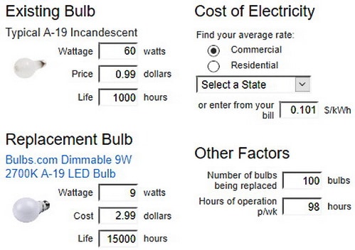 LED Light Bulb Savings Calculator