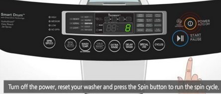 RESET LG WASHER - PRESS POWER - THEN SPIN SPEED