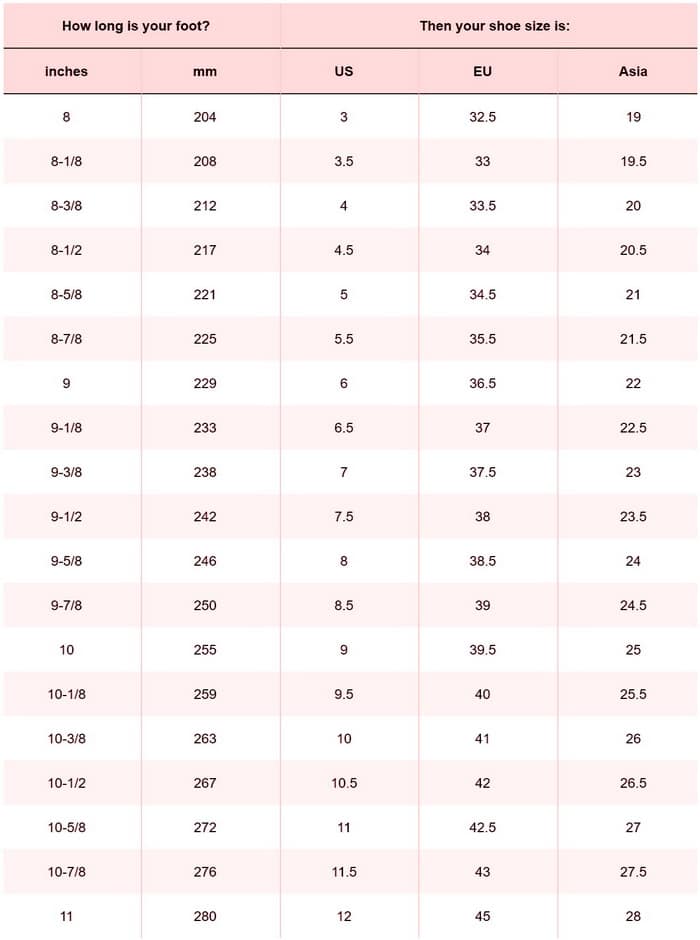 shoe size conversion women