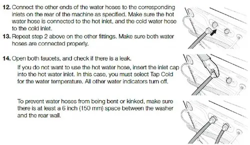 Install new water hoses on washing machine 2