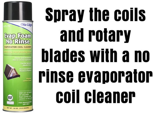 Spray coil cleaner on AC coils