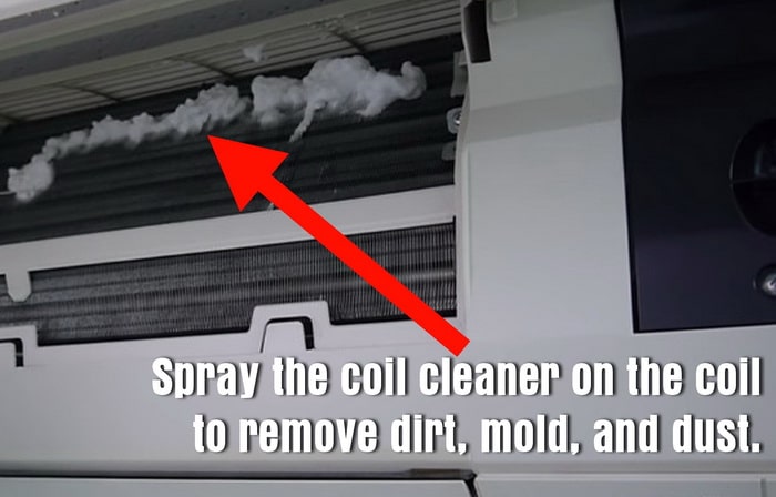 Use a coil cleaner to remove the dirt and mold from split system ac coils