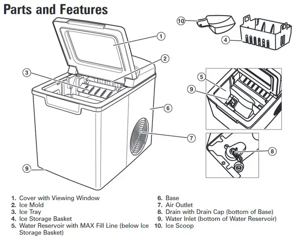 Portable Ice Maker Parts Illustration