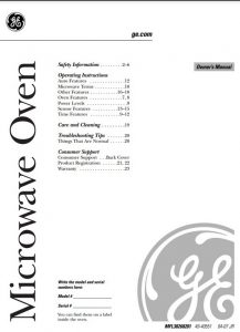 GE Microwave PDF Manual
