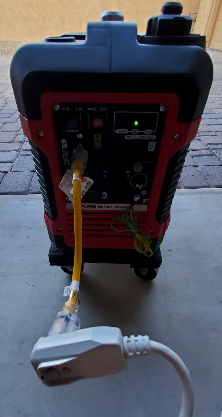 Use heavy duty extension cord with generator
