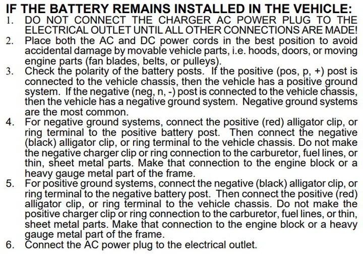 trickle charge battery in vehicle instructions