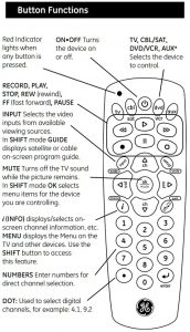 GE Universal Remote Control Instruction Manuals