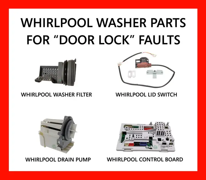 whirlpool washer door locked parts