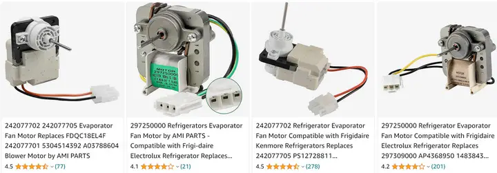 evap motors for refrigerator - frigidaire - fix SY EF error