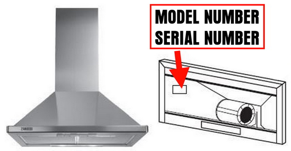 how to find range hood model number