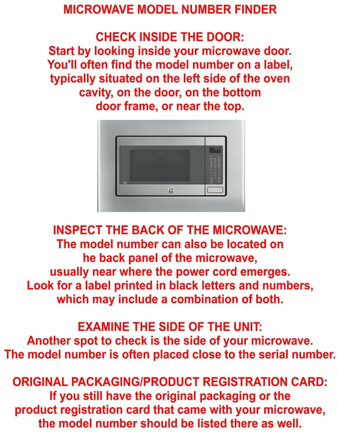microwave model number location