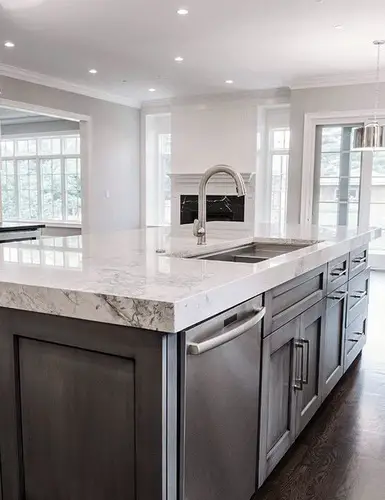 Sleek Country Style White Marble Countertops for Kitchen