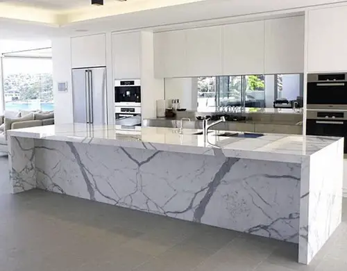 Modern beautiful White Marble Countertop with Huge Kitchen Island