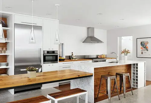 Modern Style White Marble Countertop with Kitchen Island