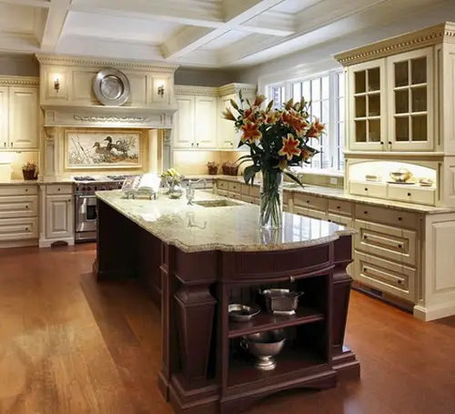 Traditional Style White Marble Countertop with Kitchen Island