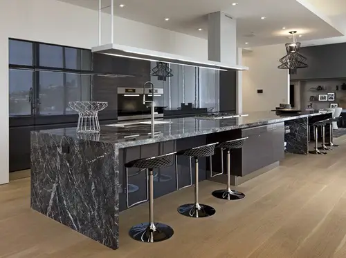 Euro Style Modern Black Marble Countertop Kitchen Island Extra Large