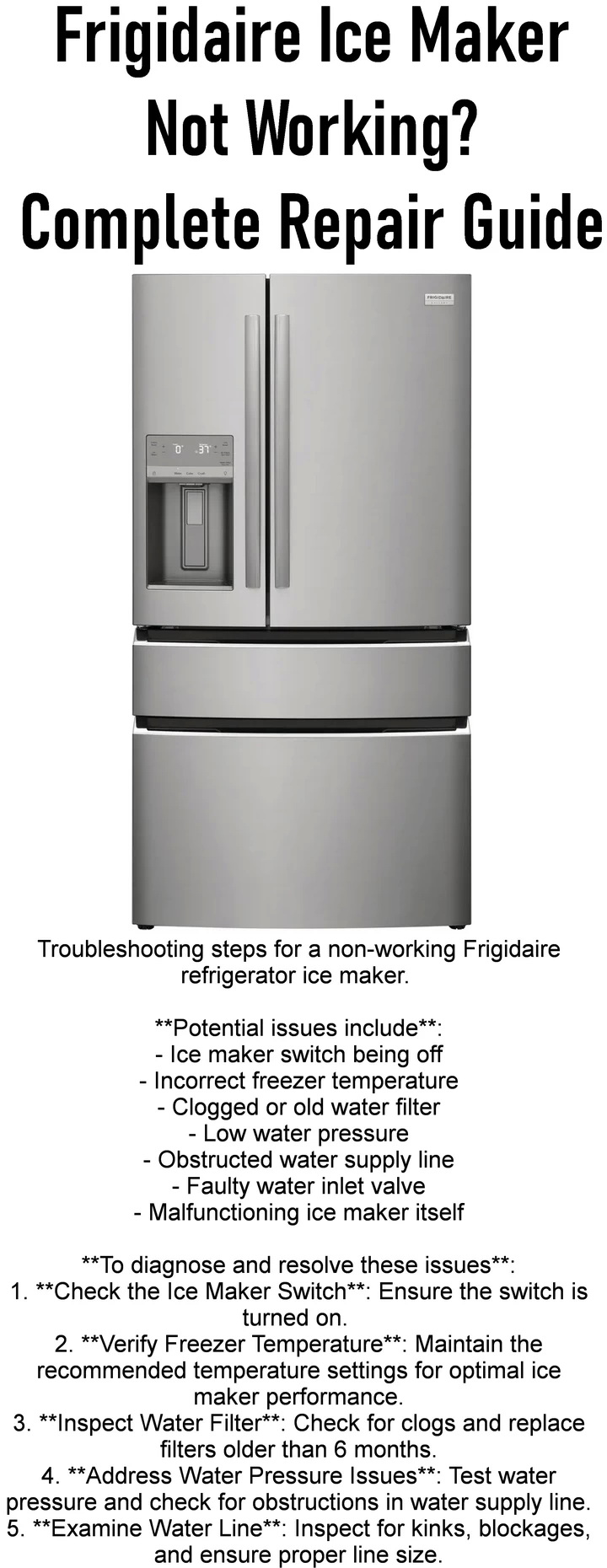 Frigidaire Refrigerator Ice Maker Repair Guide