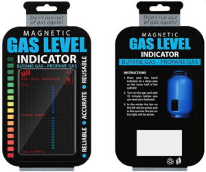 magnetic gas level indicator attaches to the propane tank