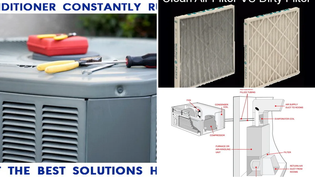 What To Check If Your Home A/C Unit Is Constantly Running and Will Not Turn Off — photo collage