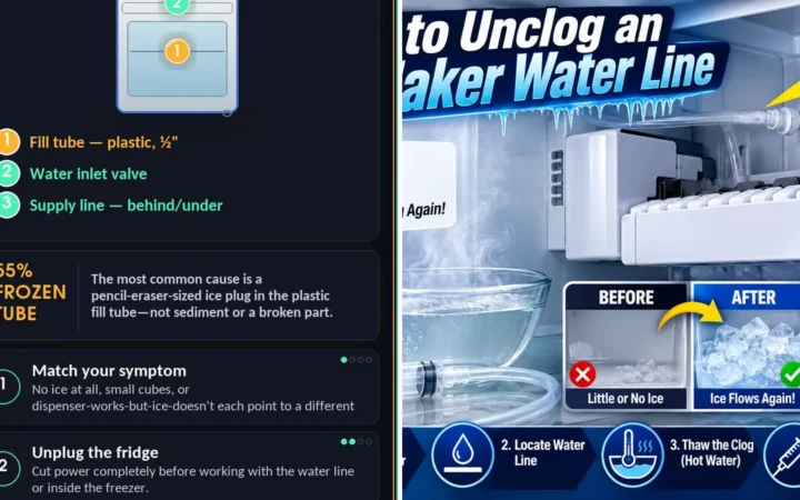 How to Unclog an Ice Maker Water Line — photo collage