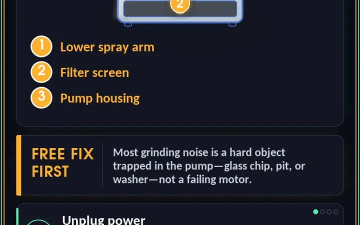 Dishwasher Making Loud Grinding Noise During Wash Cycle — step-by-step repair infographic