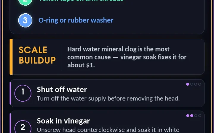 How To Fix A Leaky Shower Head Fast And Easy — step-by-step repair infographic