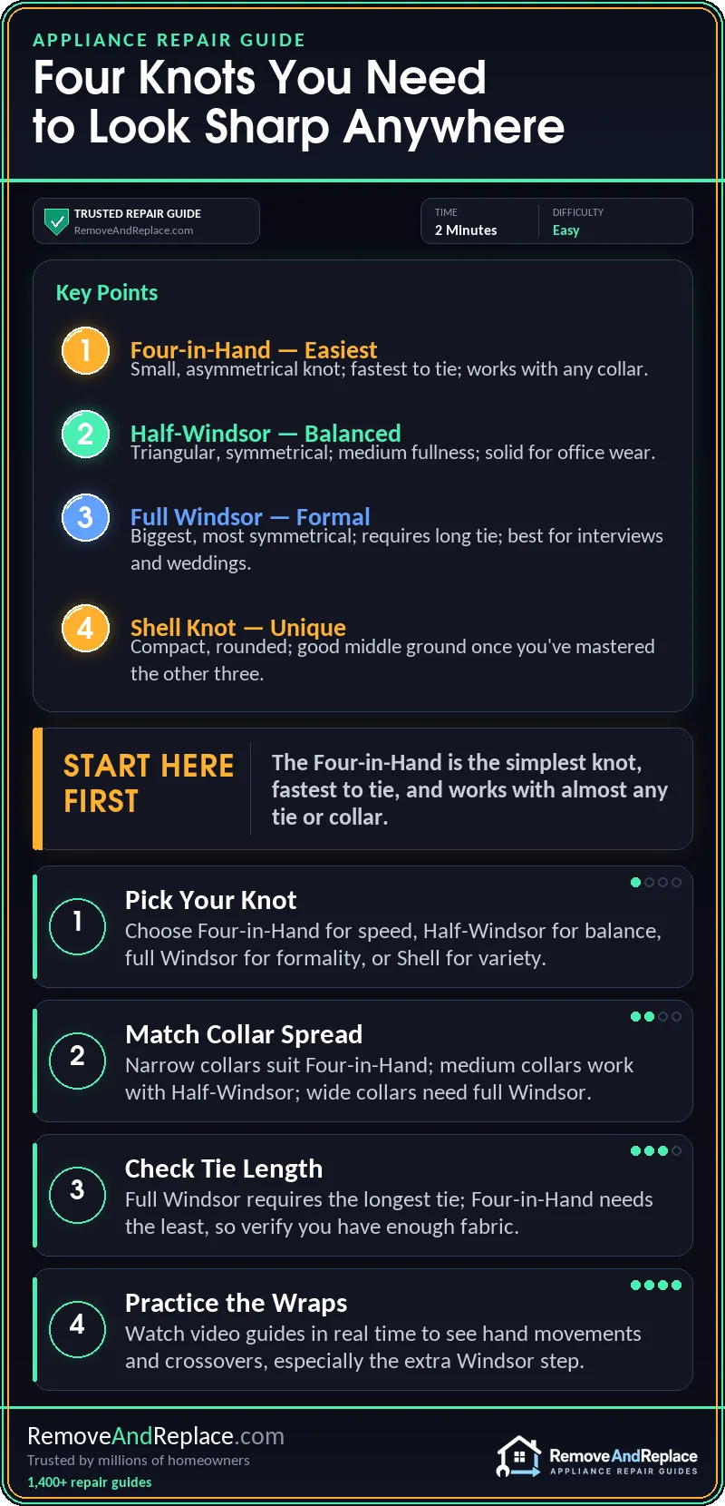 How to tie a tie easily - helpful hints 1 How to tie a tie easily - helpful hints — quick-reference infographic