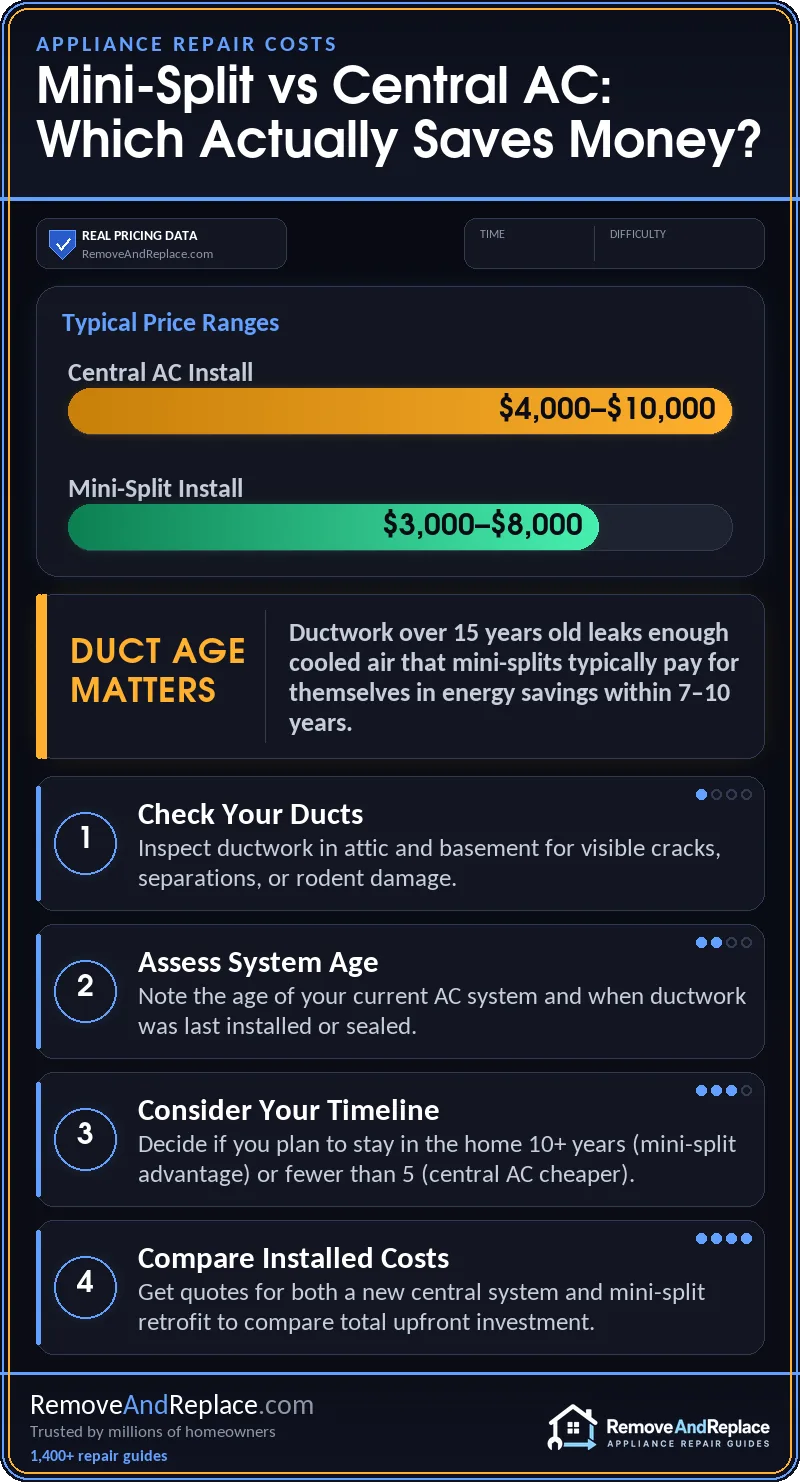Ductless Mini-Split vs Central AC: Cost and Efficiency Compared 1 Ductless Mini-Split vs Central AC: Cost and Efficiency Compared — price breakdown infographic