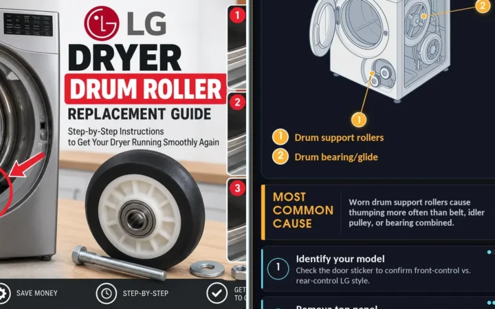 LG Dryer Drum Roller Replacement Guide 9 LG Dryer drum roller Replacement Guide — photo collage