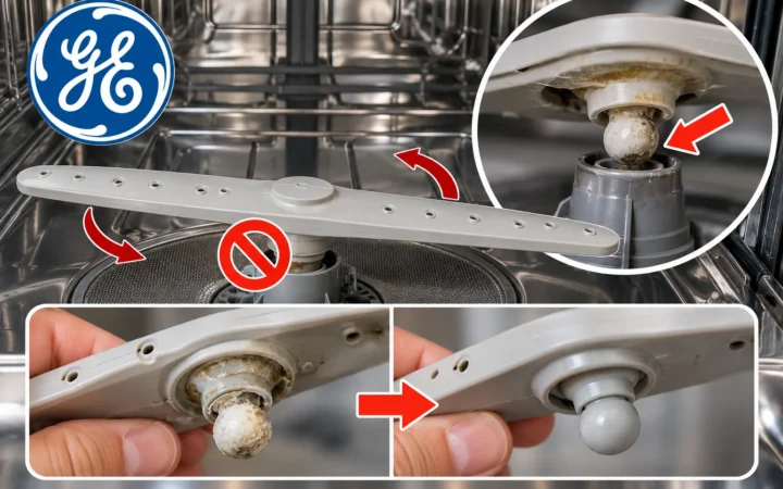 GE Dishwasher Spray Arm Not Spinning: Ball Socket Joint Stuck 8 GE Dishwasher Spray Arm Not Spinning: Ball Socket Joint Stuck