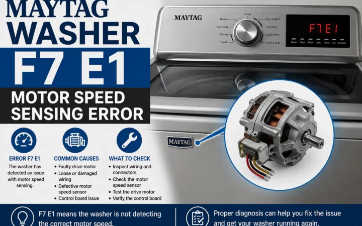 Maytag Washer F7 E1 Motor Speed Sensing Error