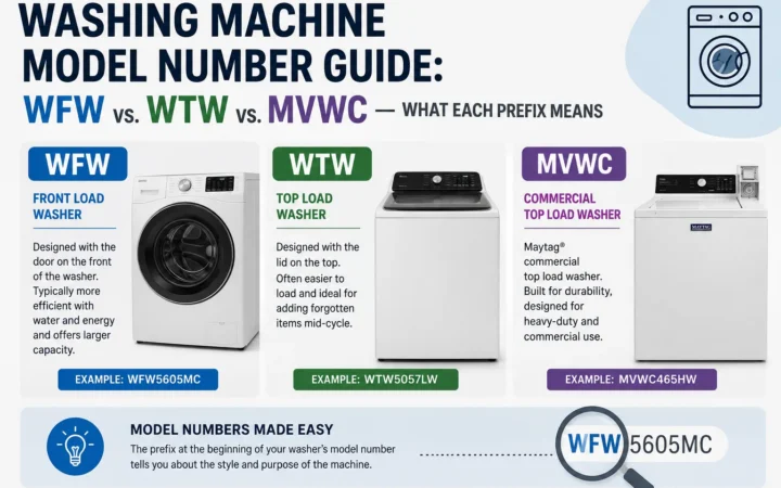 Washer Model Number Guide: WFW vs. WTW vs. MVWC — What Each Prefix Means