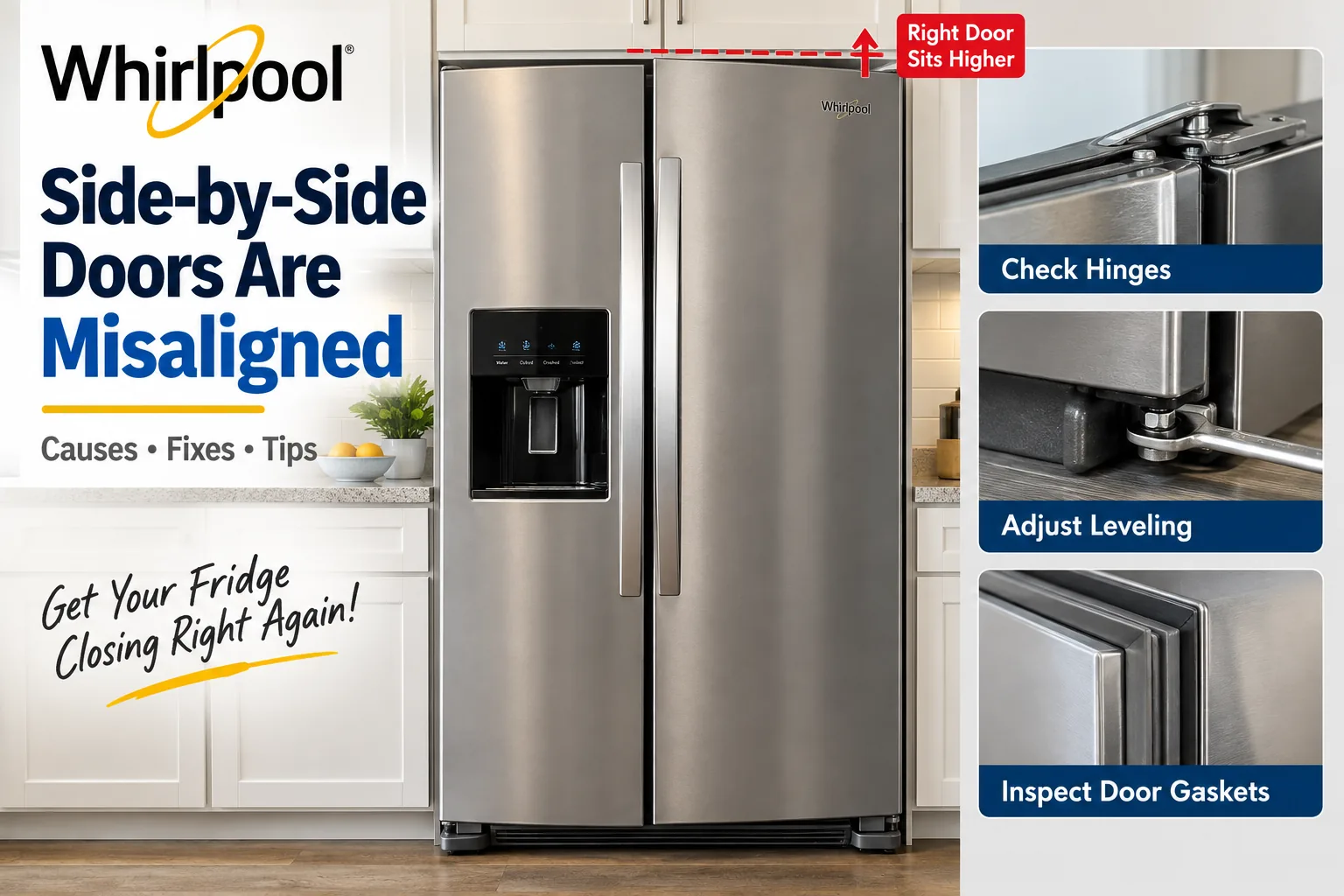 My Whirlpool Refrigerator side-by-side doors are misaligned