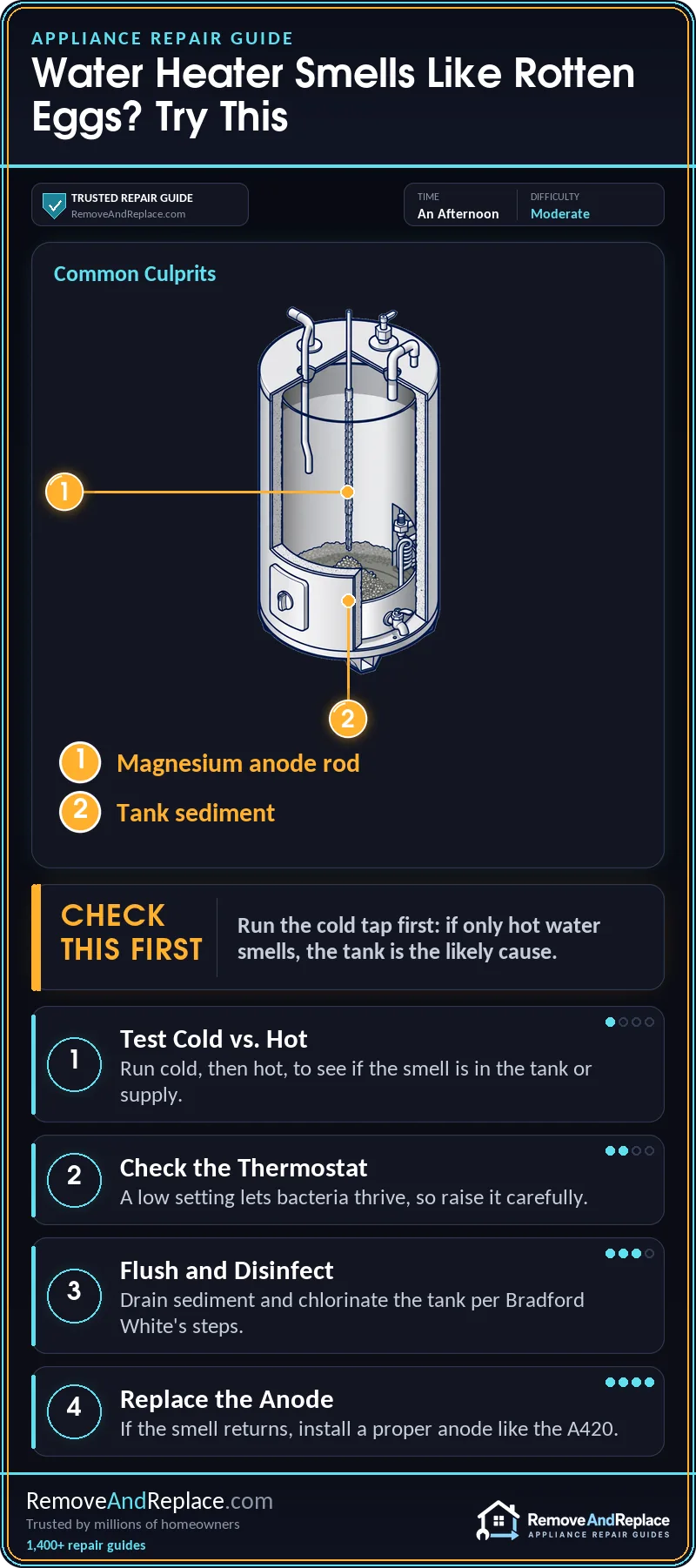 How to Fix a Bradford White Water Heater That Smells Like Rotten Eggs 2 How to Fix a Bradford White Water Heater That Smells Like Rotten Eggs — step-by-step repair infographic