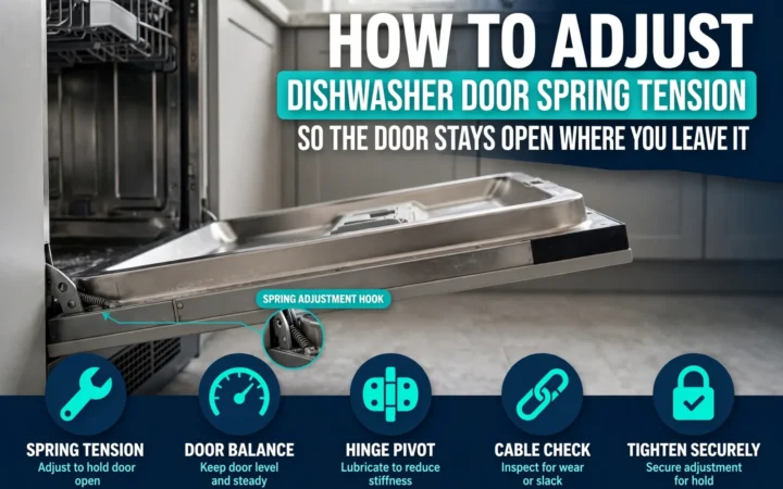 How to Adjust Dishwasher Door Spring Tension So the Door Stays Open Where You Leave It 1 How to Adjust Dishwasher Door Spring Tension So the Door Stays Open Where You Leave It