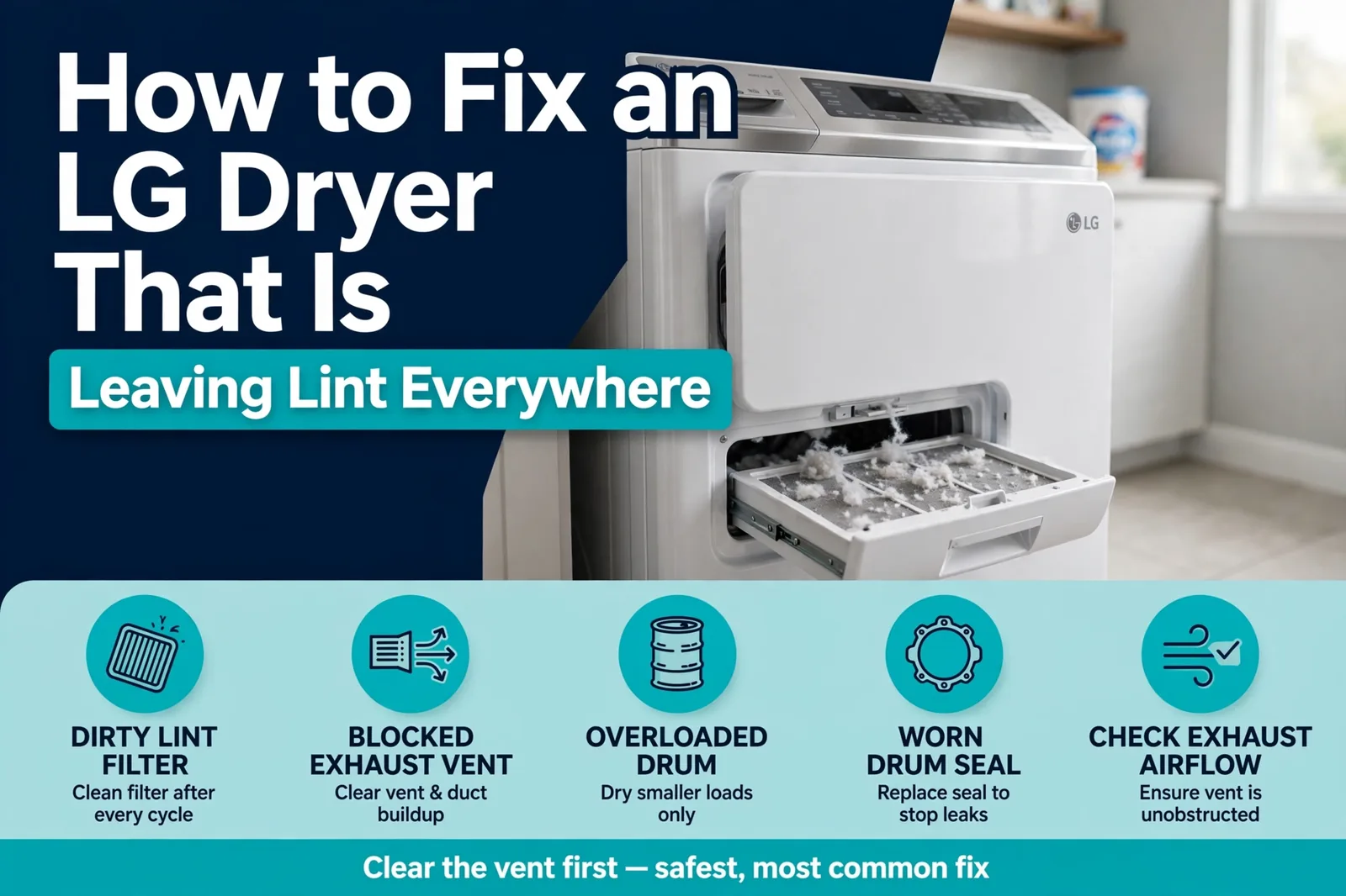 How to Fix an LG Dryer That Is Leaving Lint Everywhere 1 How to Fix an LG Dryer That Is Leaving Lint Everywhere
