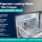 Refrigerator Leaking Water Under the Crisper: Clogged Defrost Drain 1 Refrigerator Leaking Water Under the Crisper: Clogged Defrost Drain
